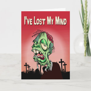 Drooling Zombie in Cemetery for Belated Birthday Card
