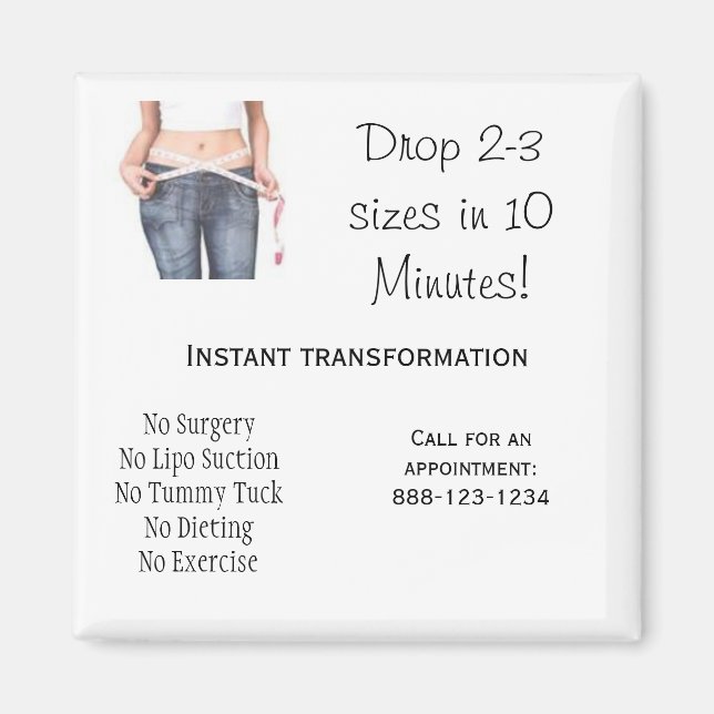 Drop 2-3 sizes in 10 Minutes Magnet (Front)