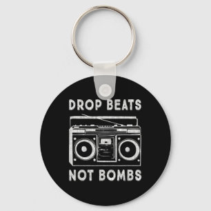 Drop Beats Not Bombs Anti-war Boombox Music Peace  Keychain