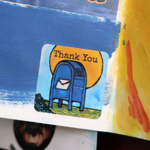 Drop Box Mail Illustration Square Sticker