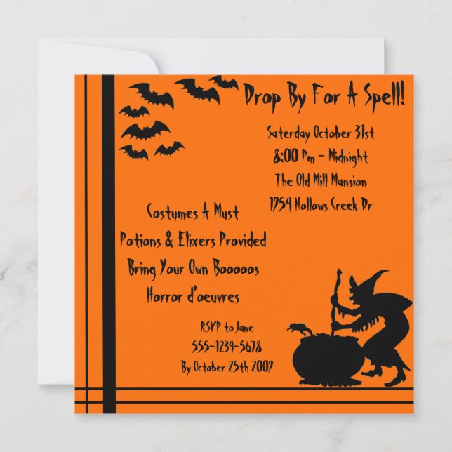 Drop By For A Spell Invitation (Front)