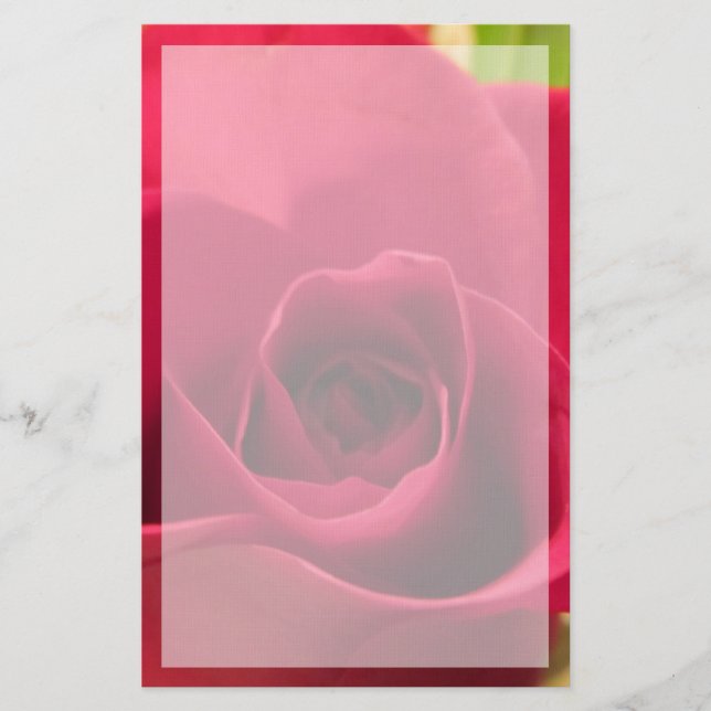 "Drop Dead Red" Rose With Border Stationery (Front)