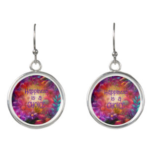 Drop Earrings Happiness is a Choice Floral 