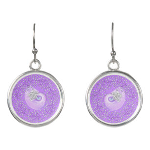 Drop Earrings Silver Plated Daisies Shell Lavender