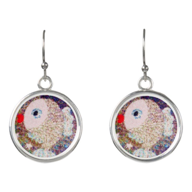 Drop Earrings with watercolor fish (Front)