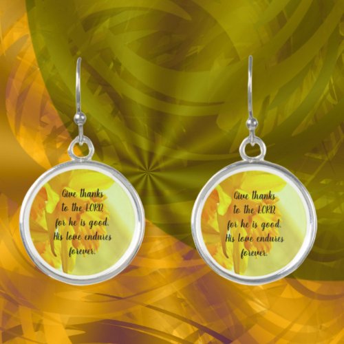 Drop Earrings Yellow Daffodils Scripture Jewelry 