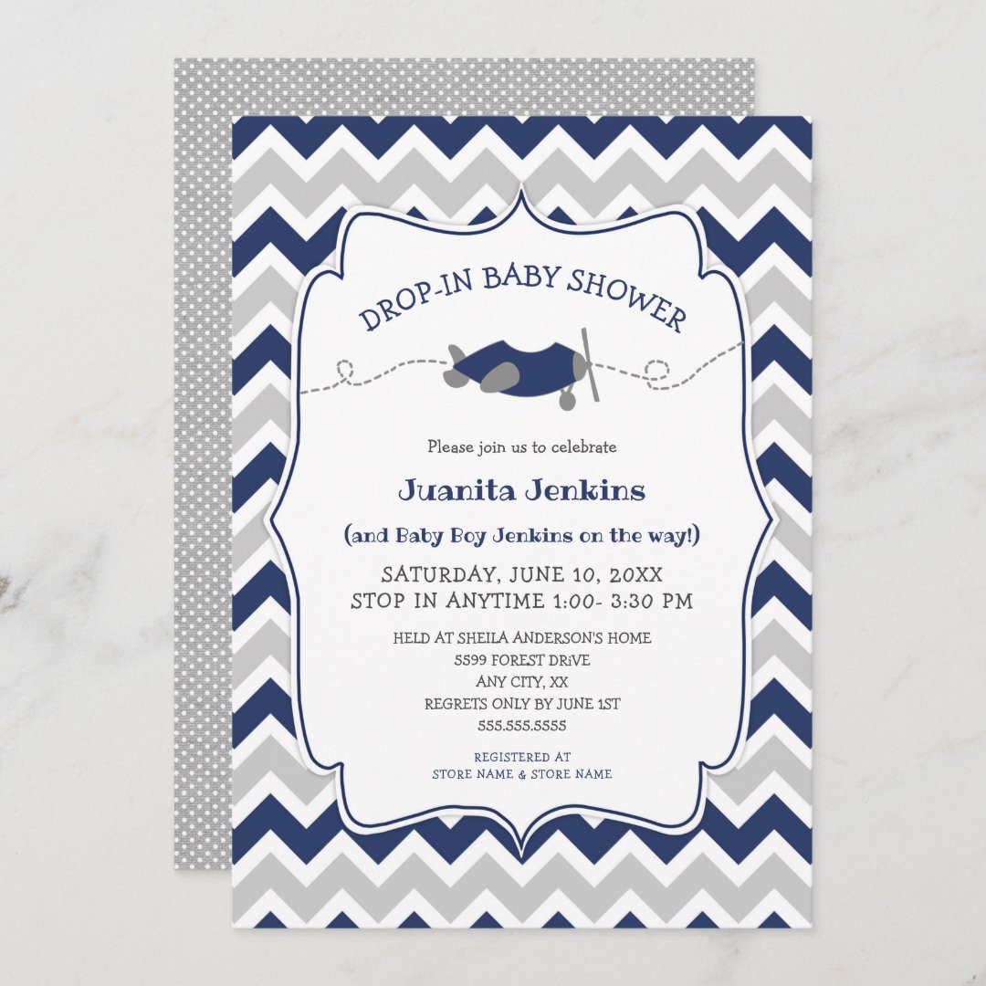 Dropin boy baby shower / open house Invitation Zazzle