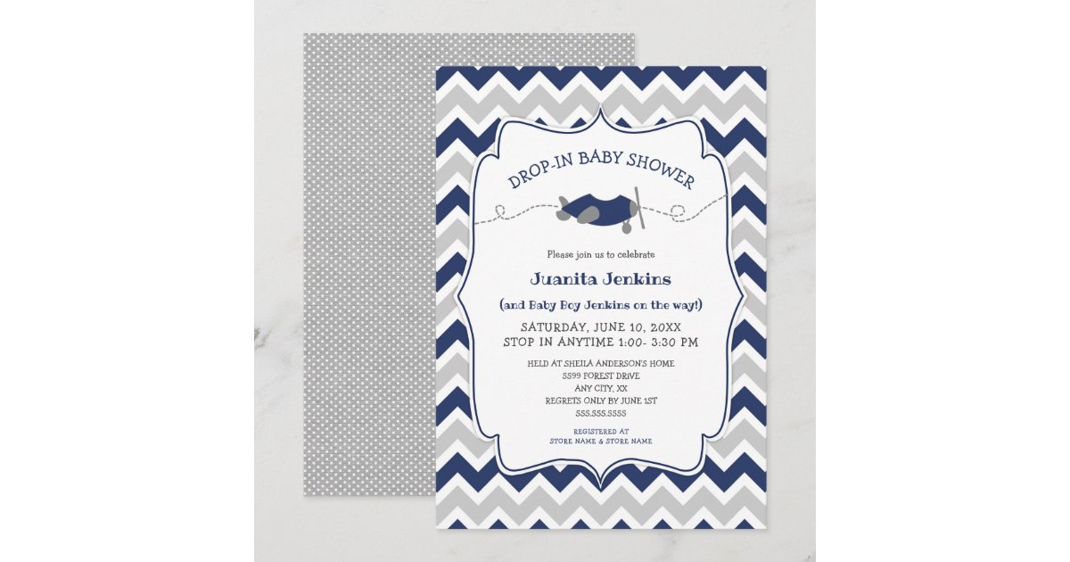 Dropin boy baby shower / open house Invitation Zazzle