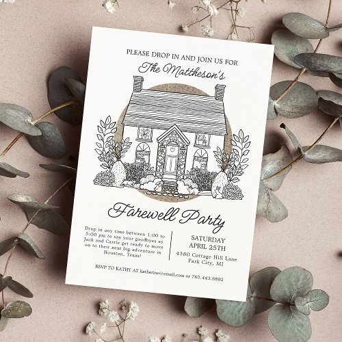 Drop In Cute House Farewell Party Invitation