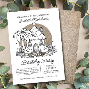 Drop In Stop By Beach House Birthday Party Invitation
