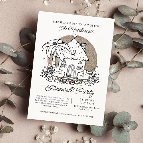 Drop In Stop By Summer Beachy Farewell Party Invitation