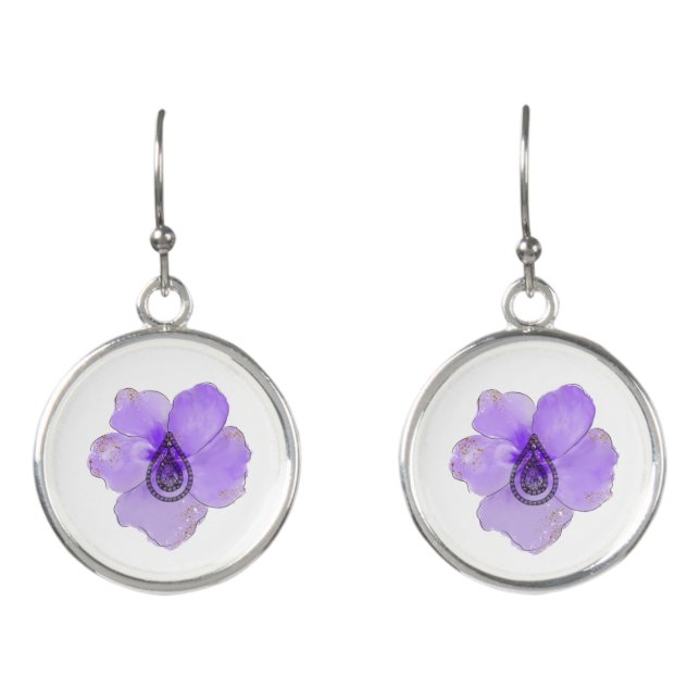 Drop Lavender Flower Earrings (Front)