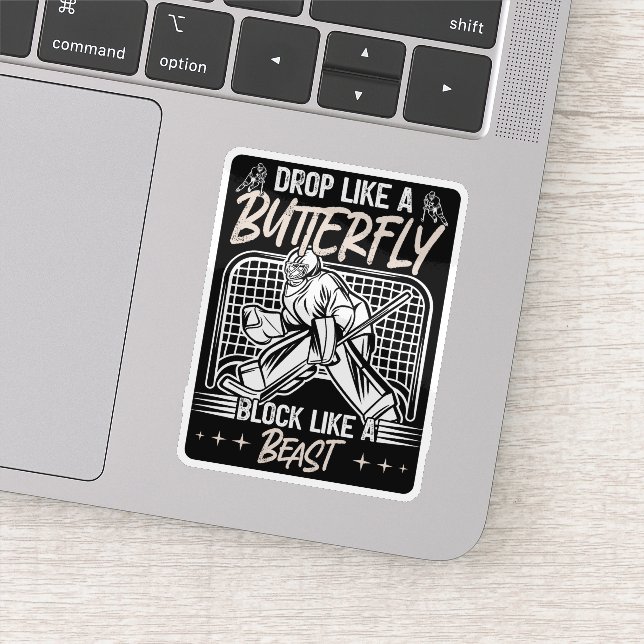 Drop Like a Butterfly Block Like a Beast Goalie Sticker (Detail)