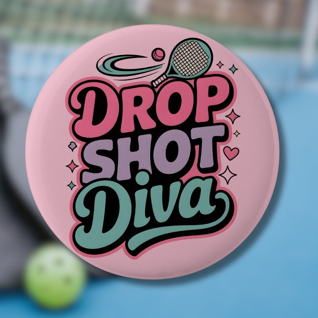 Drop Shot Diva – Fierce Pickleball Player Button (Creator Uploaded)