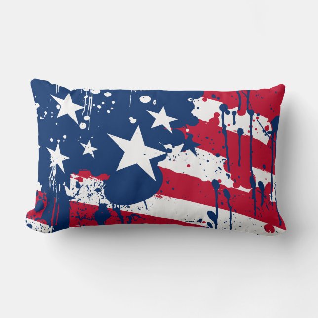 Drop Splash Colors America Flag Pillow (Front)
