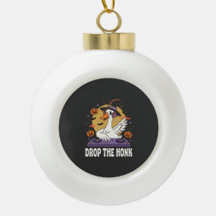 Drop The Honk Halloween DJ Goose Ceramic Ball Christmas Ornament