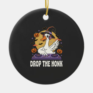 Drop The Honk Halloween DJ Goose Ceramic Ornament