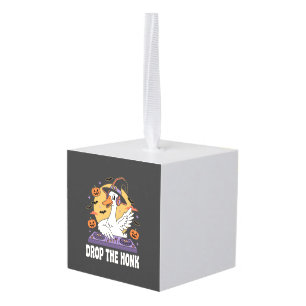 Drop The Honk Halloween DJ Goose Cube Ornament
