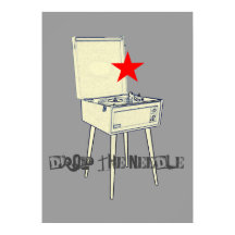 Drop The Needle Retro Grey Poster