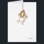 DROP YOU A LION CARD<br><div class="desc">On the front, a startled lion plummets. The message inside reads: "Just wanted to drop you a lion."</div>