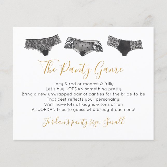 Drop your panties Template CARD Bridal game (Front)