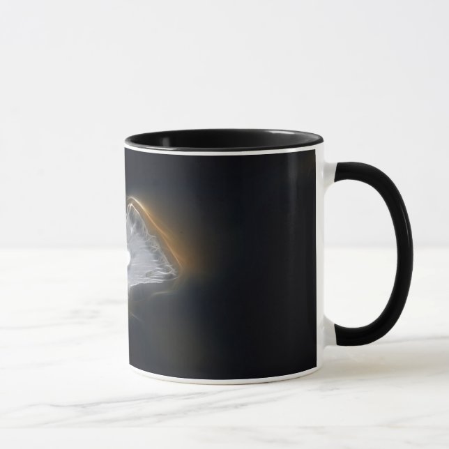 Droplet of water on a white feather mug (Right)