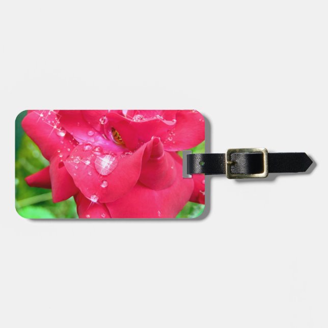 Droplets on Petals Luggage Tag (Front Horizontal)