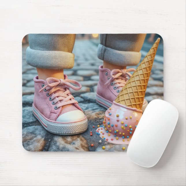 Dropped Ice Cream Cones By Child's Sneakers Mouse Pad (With Mouse)