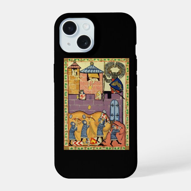 Dropping Rocks, 14th Century Codex Manesse Iphone Case (Back)