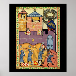 Dropping Rocks, 14th Century Codex Manesse Poster