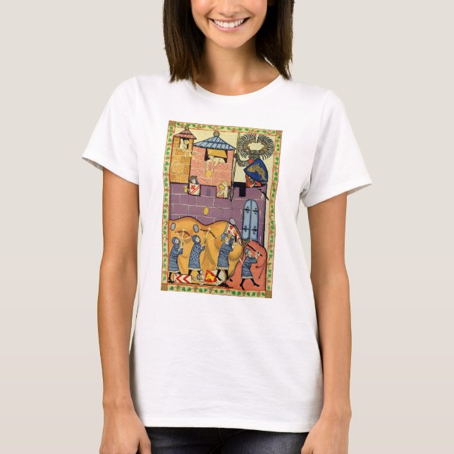 Dropping Rocks, 14th Century Codex Manesse T-Shirt (Front)
