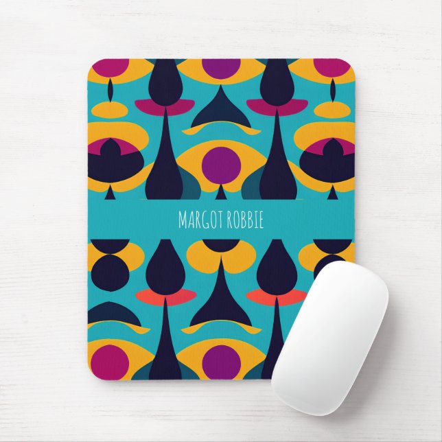 Drops Blue Yellow Abstract Pattern Mouse Pad (With Mouse)