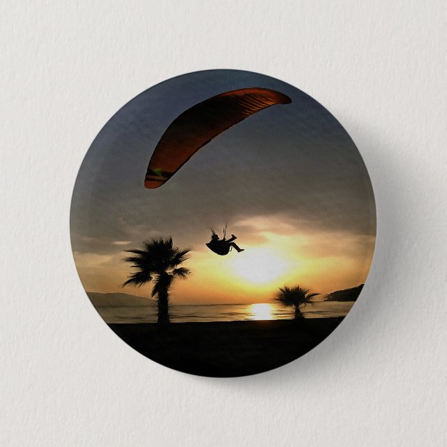 Dropzone At Dusk Adventure Paraglider Art Button (Front)