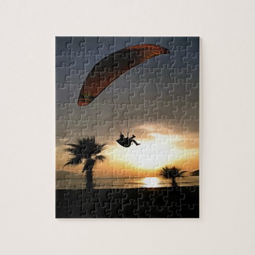 Dropzone At Dusk Adventure Paraglider Art Jigsaw Puzzle