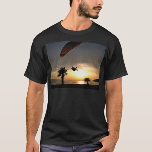 Dropzone At Dusk Adventure Paraglider Art T_Shirt