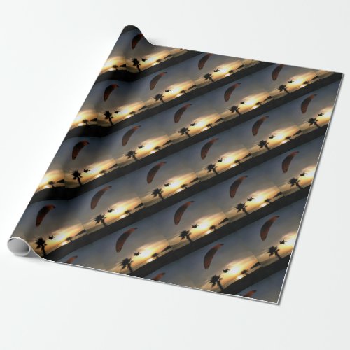 Dropzone At Dusk Adventure Paraglider Art Wrapping Paper