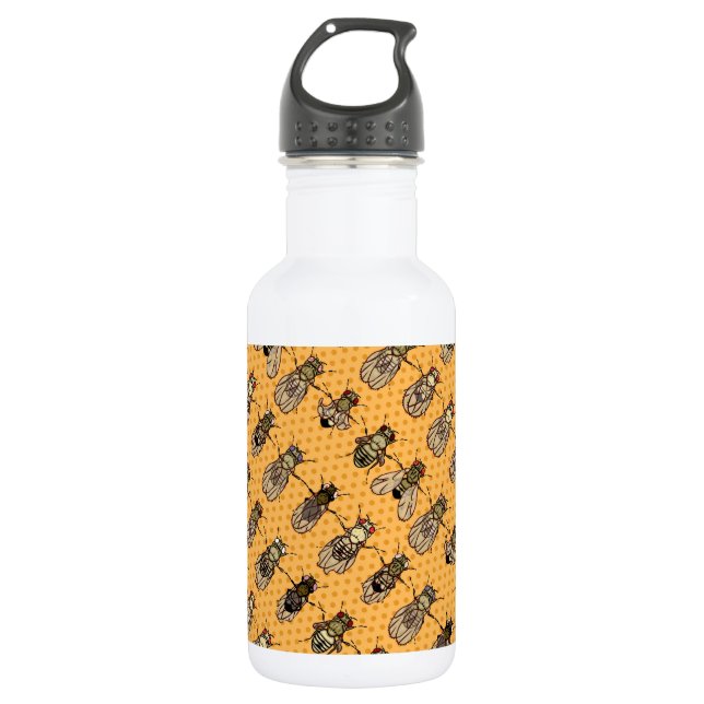 Drosophila Fruit Fly Genetics - mutants - Tangerin Stainless Steel Water Bottle (Front)