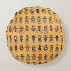 Drosophila Fruit Fly Genetics - mutants -Tangerine Round Pillow