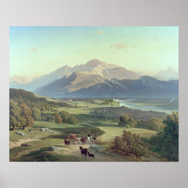 Drover on Horseback with his Cattle in a Mountaino Poster (Front)