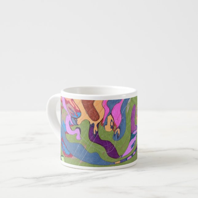 "Drowning" Abstract Art Espresso Cup (Front Left)