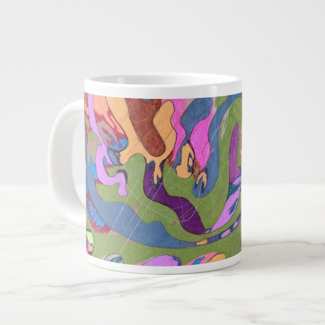 "Drowning" Abstract Art Large Coffee Mug (Front Left)