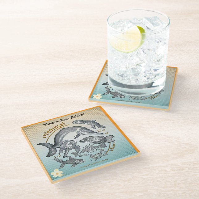 "Drowning in Plastic" Glass Coaster (Angled)