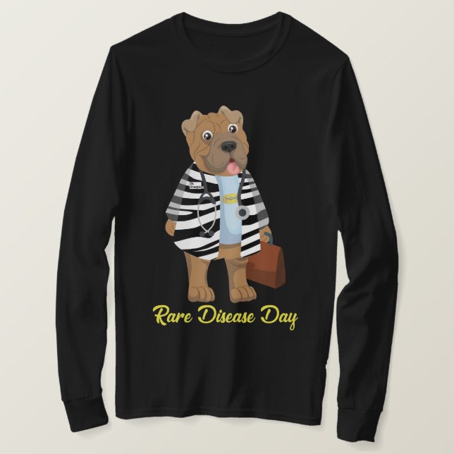 DrSharpie Zebra Coat Rare Disease Long Slv Black T-Shirt (Design Front)