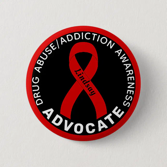 Drug Addiction Awareness Advocate Ribbon Black Button | Zazzle