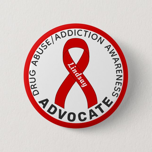 Drug Addiction Awareness Advocate Ribbon White Button (Front)