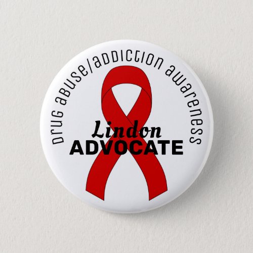Drug Addiction Awareness Advocate Ribbon White Button