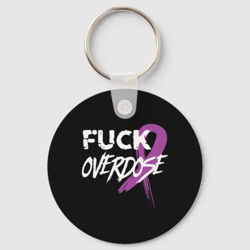 Drug Addiction Awareness Purple Ribbon  Keychain