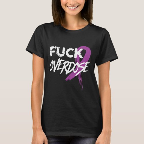 Drug Addiction Awareness Purple Ribbon  T_Shirt