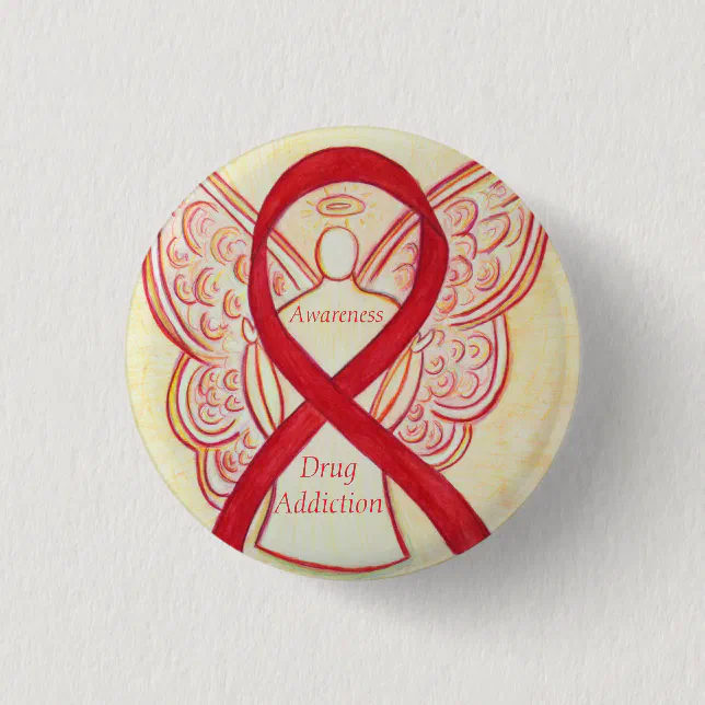Drug Addiction Awareness Ribbon Angel Custom Pin | Zazzle