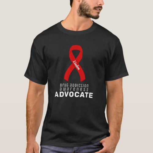 Drug Addiction Awareness Ribbon Black Mens T_Shirt